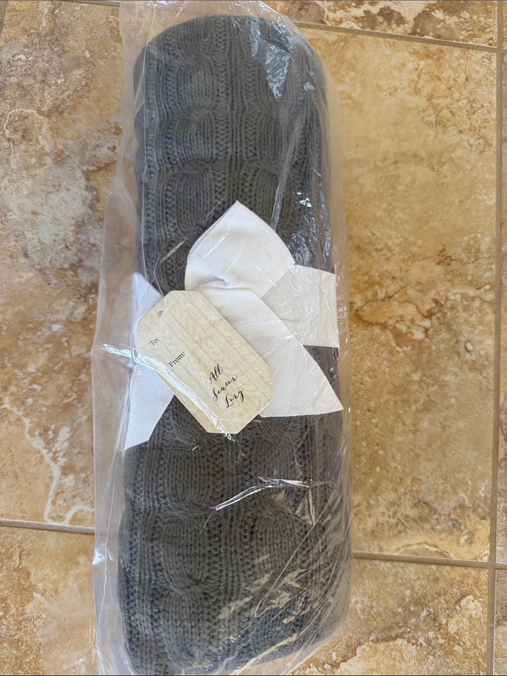 Gray Cable Knit Throw Blanket - Gift Wrapped